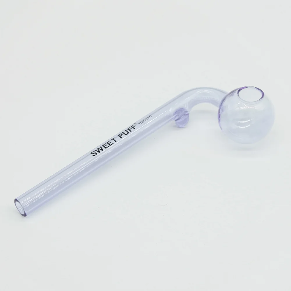 Curved Sweet Puff Glass Pipe 14cm Purple Balancer - Image 3