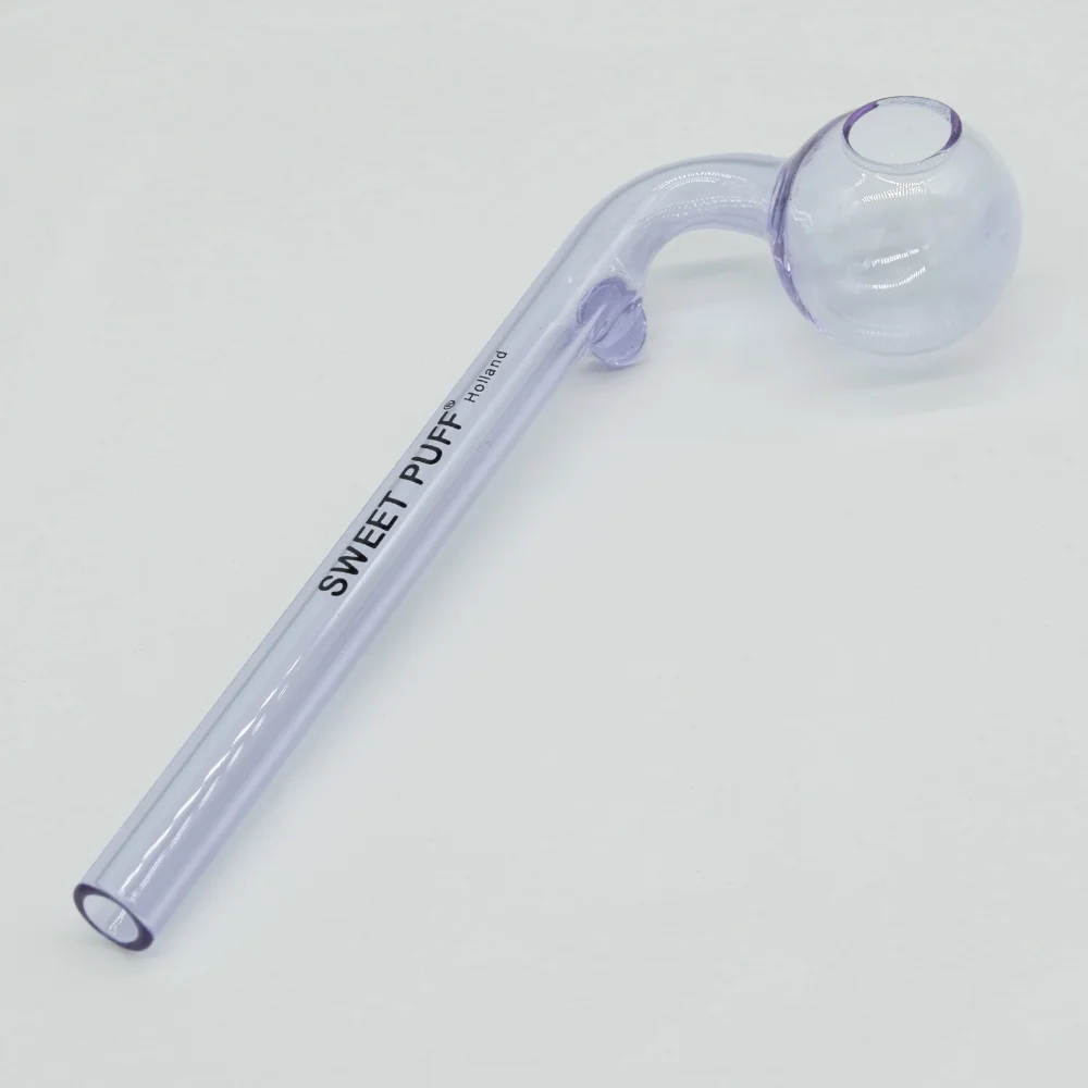 Curved Sweet Puff Glass Pipe 14cm Purple Balancer - Image 4