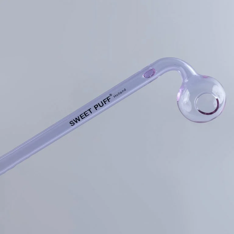 Curved Sweet Puff Glass Pipe 14cm Purple Balancer - Image 6