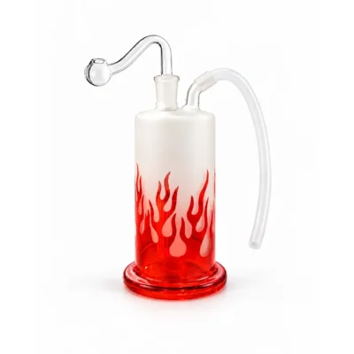 Red Flame Frosted Glass Water Pipe Bong