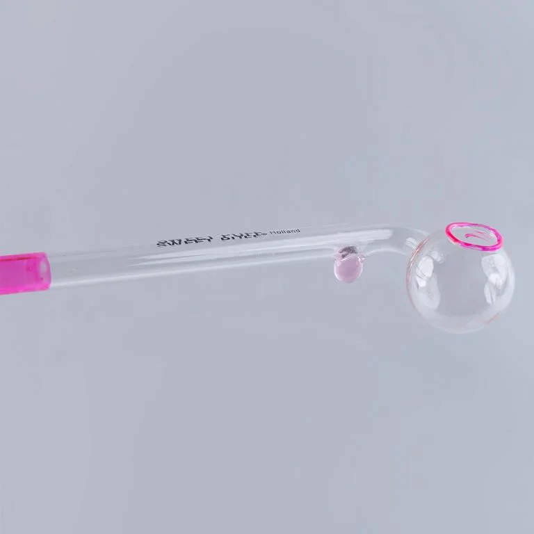 Sweet Puff Glass Pipe 10cm Pink Rim and Balancer - Image 4