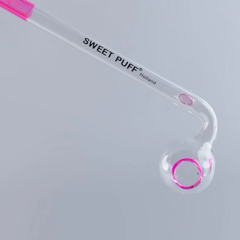 Sweet Puff Glass Pipe 10cm Pink Rim and Balancer - Image 5