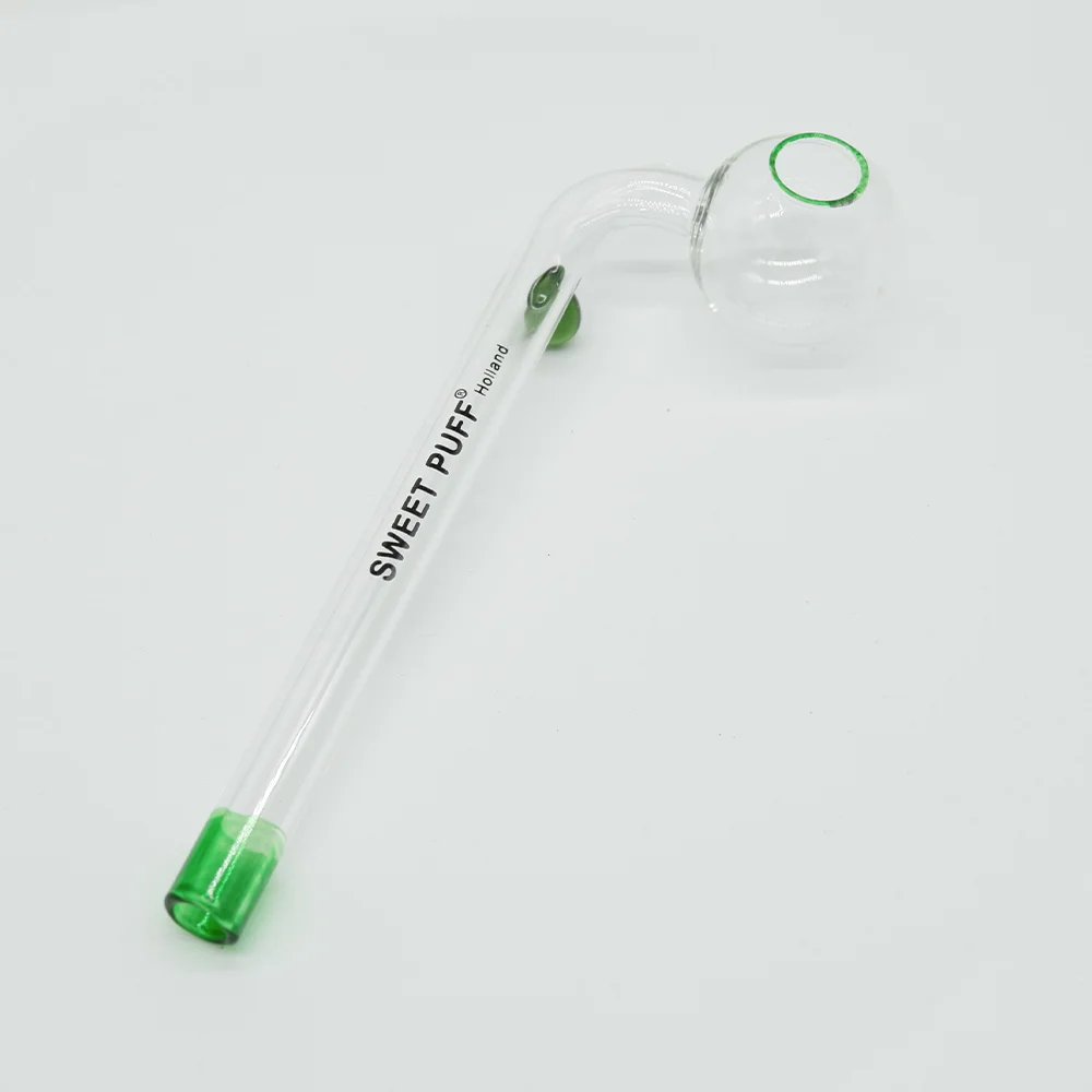 Sweet Puff Glass Pipe 14cm Green Rim and Balancer Pack X2 - Image 5