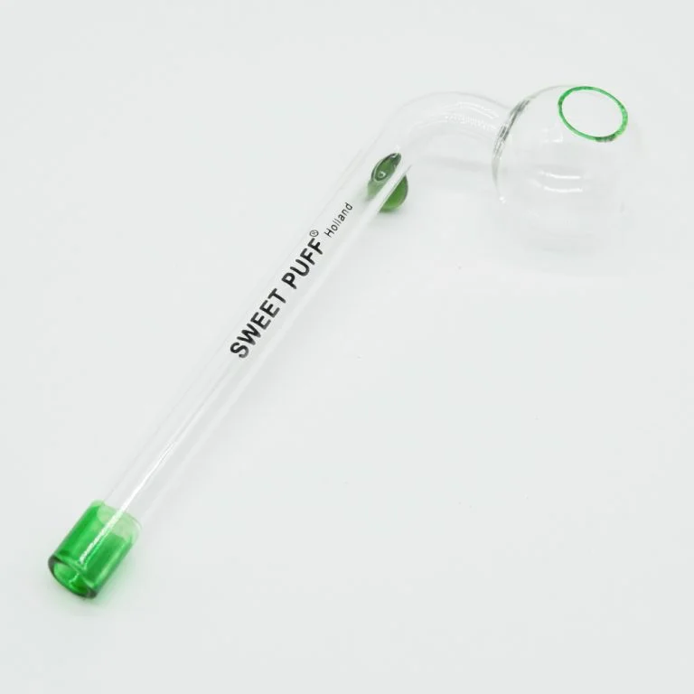 Sweet Puff Glass Pipe 14cm Green Rim and Balancer Pack X2 - Image 3