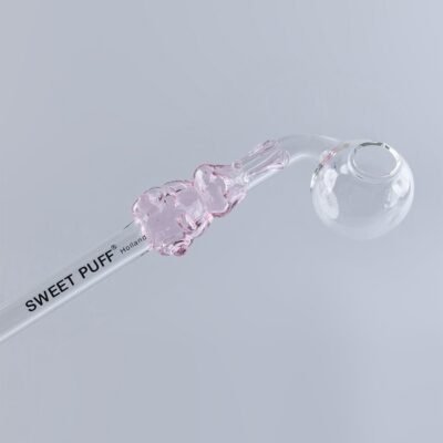 Bunny Sweet Puff Glass Pipe 14cm Pink Bunny and Balancer Pack X12