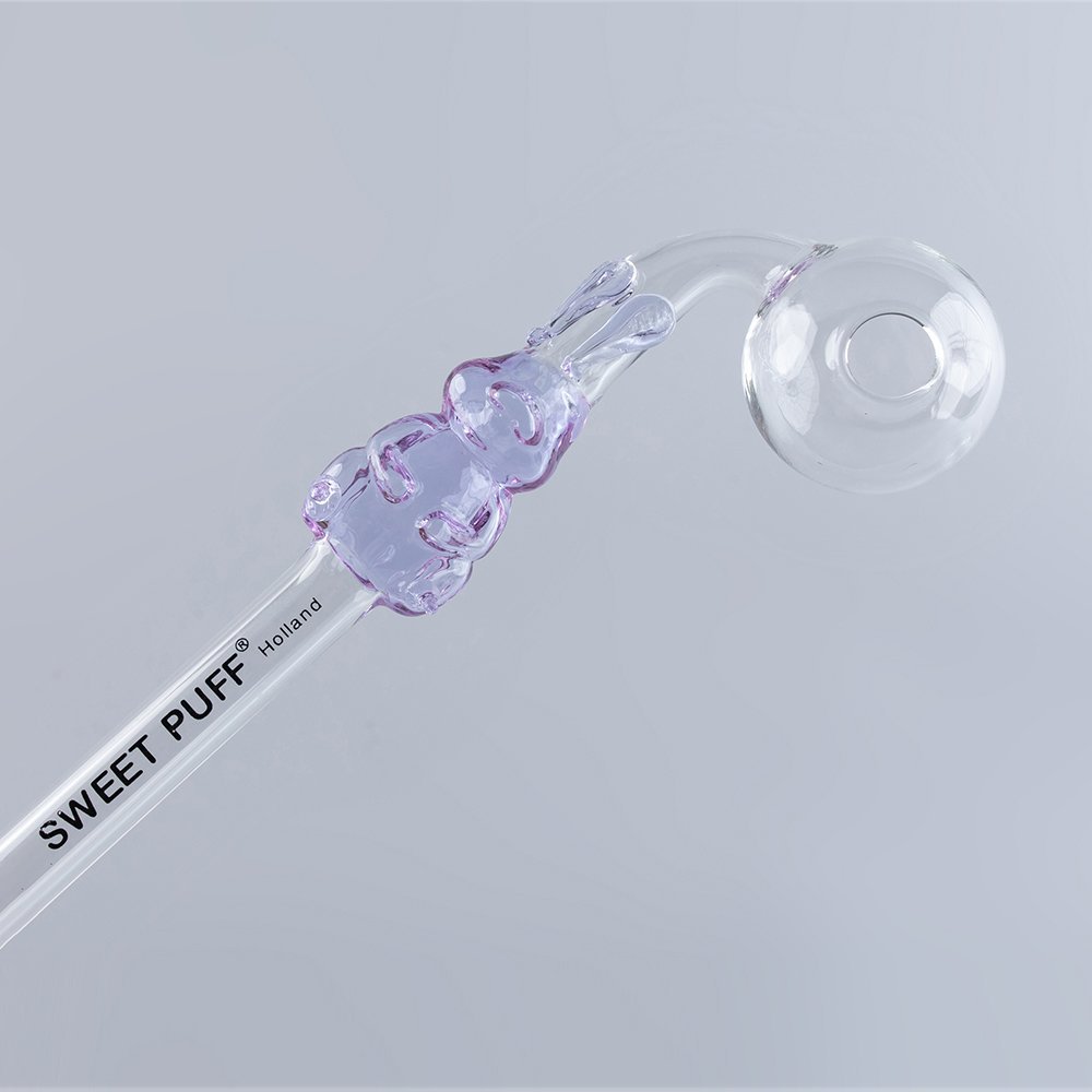 Bunny Sweet Puff Glass Pipe 14cm Purple and Balancer