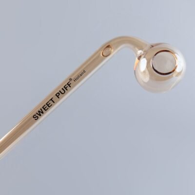 Curved Sweet Puff Glass Pipe 14cm Gold Balancer Pack X14