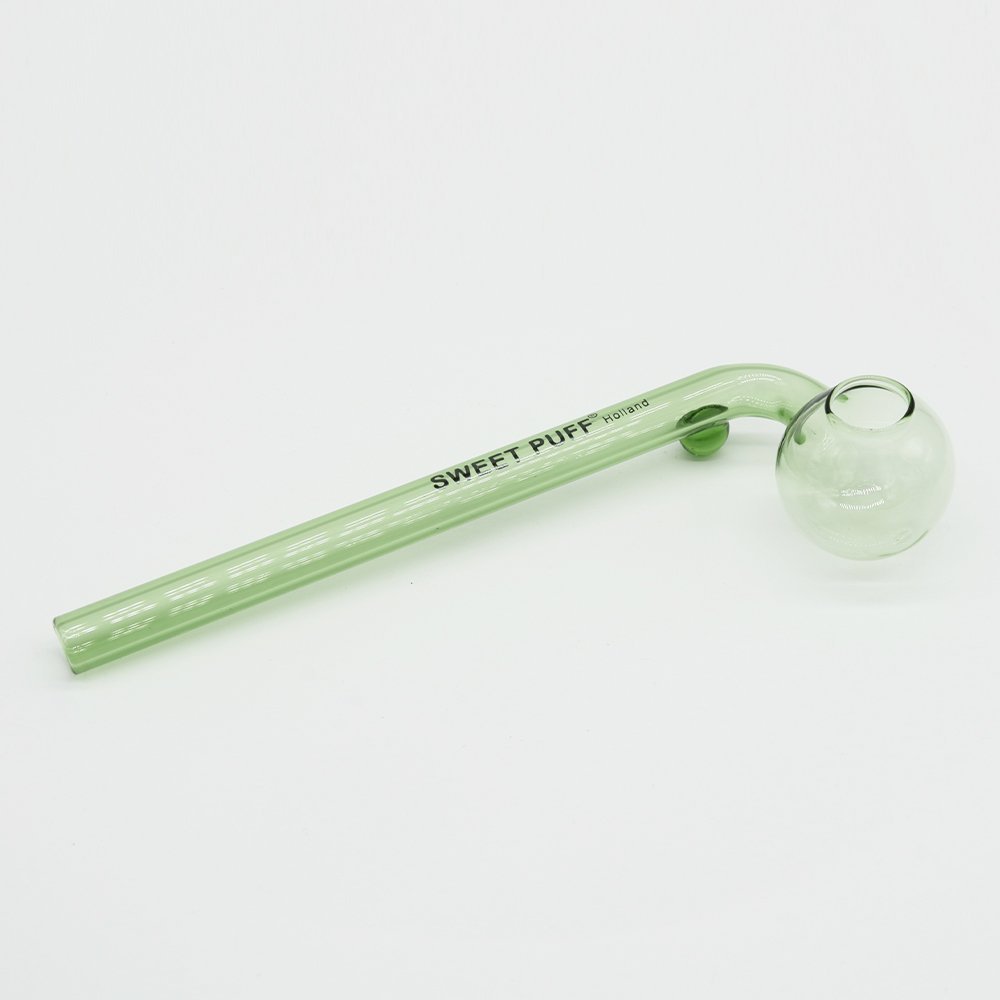 Curved Sweet Puff Glass Pipe 14cm Green Balancer - Image 4