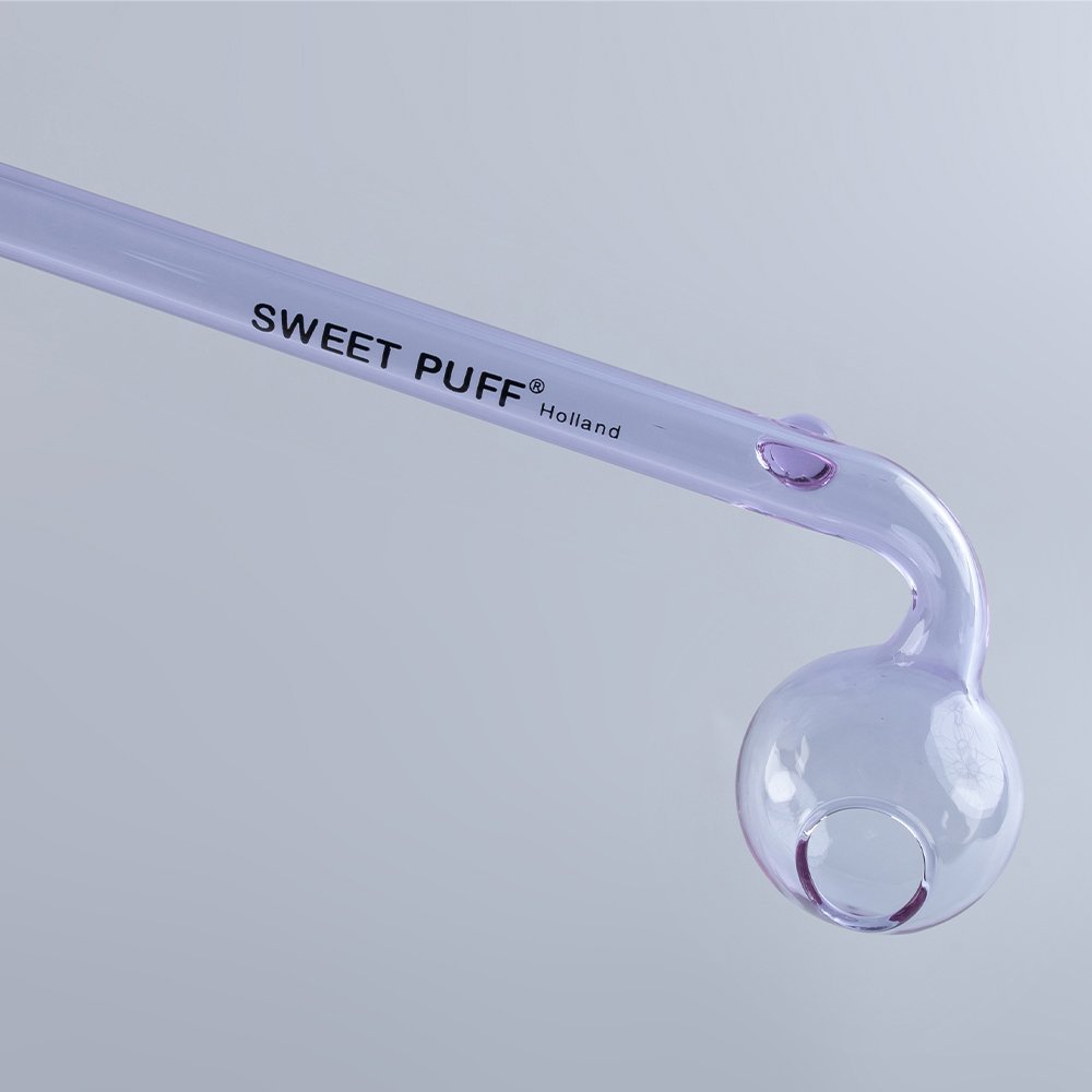 Curved Sweet Puff Glass Pipe 14cm Purple Balancer - Image 2