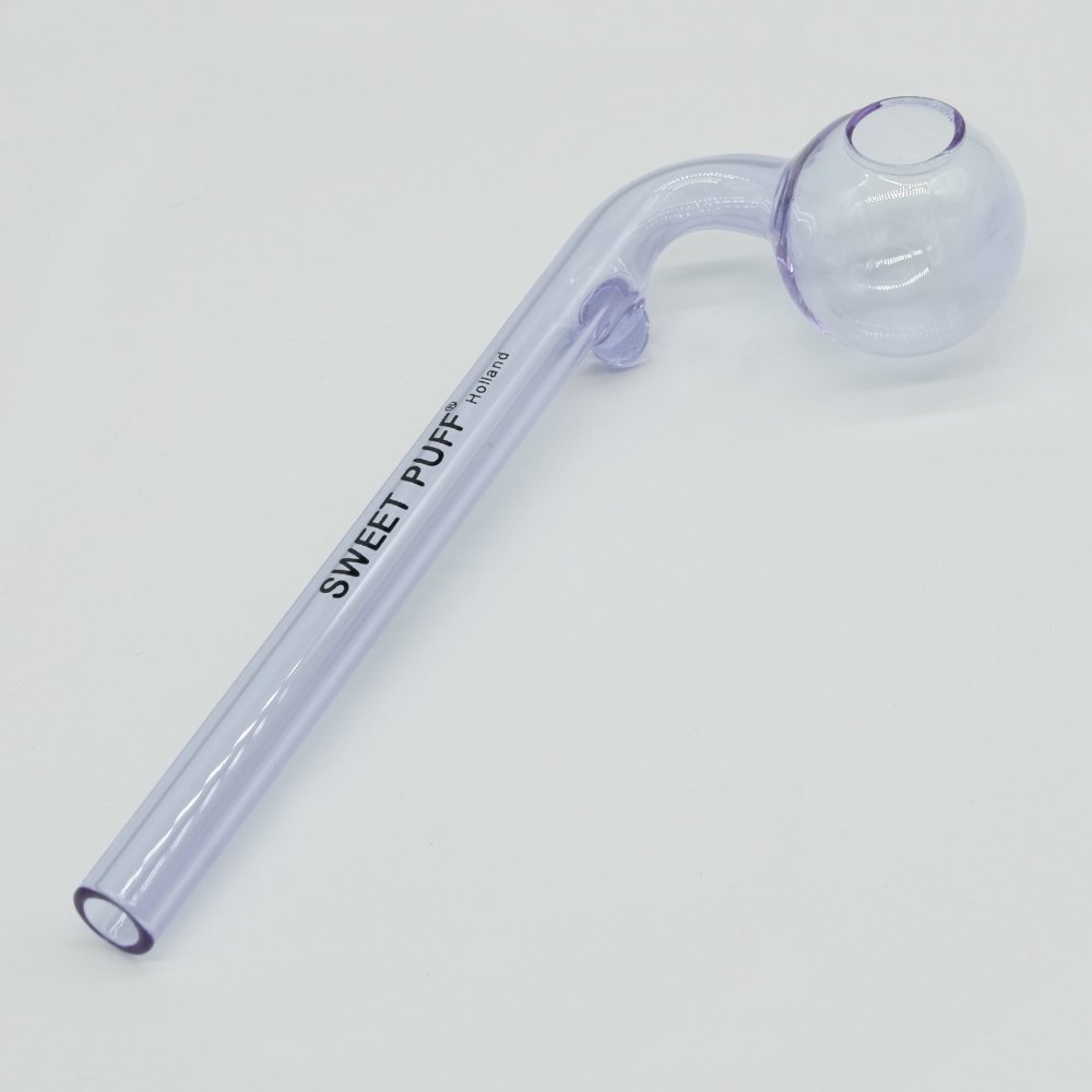 Curved Sweet Puff Glass Pipe 14cm Purple Balancer - Image 4