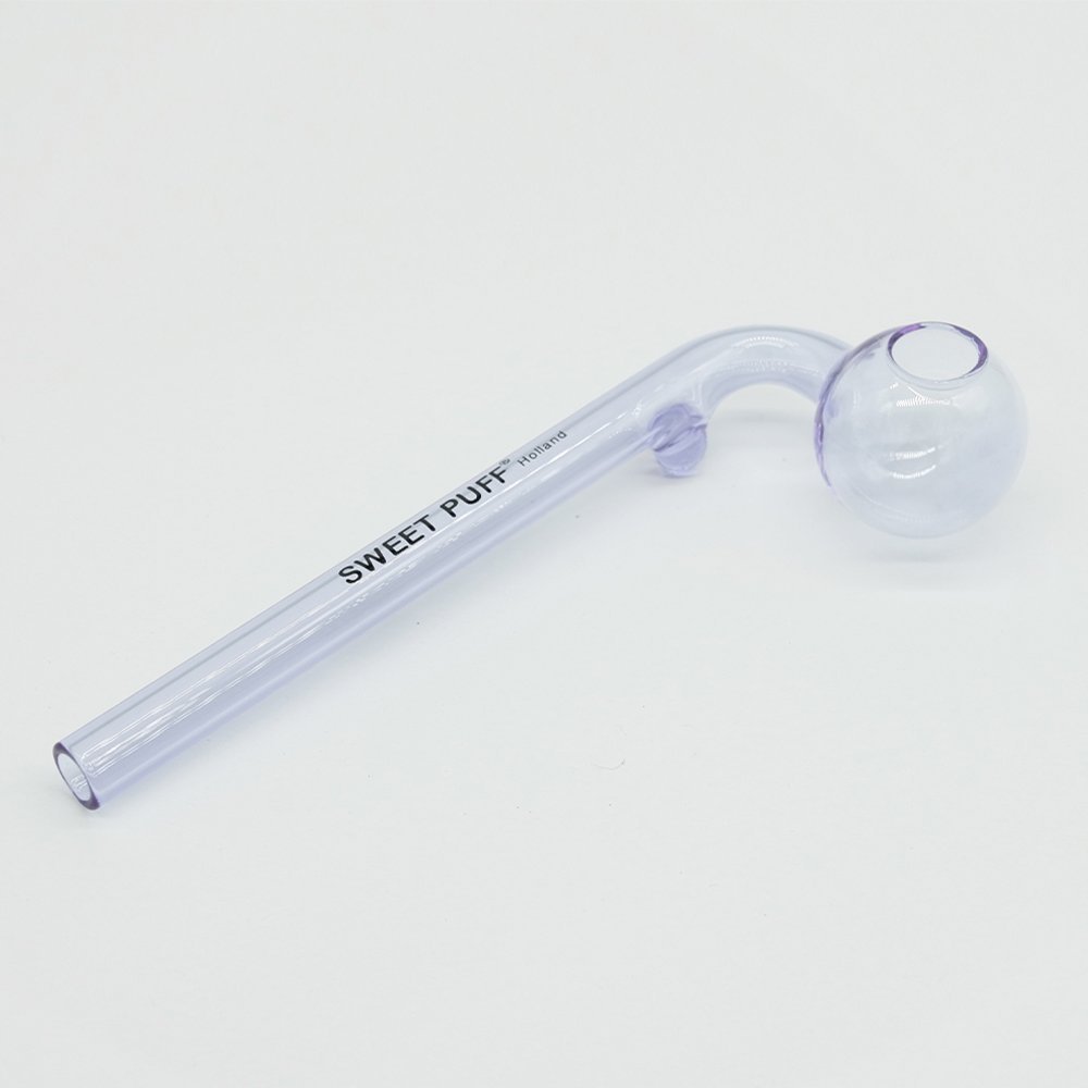 Curved Sweet Puff Glass Pipe 14cm Purple Balancer - Image 5