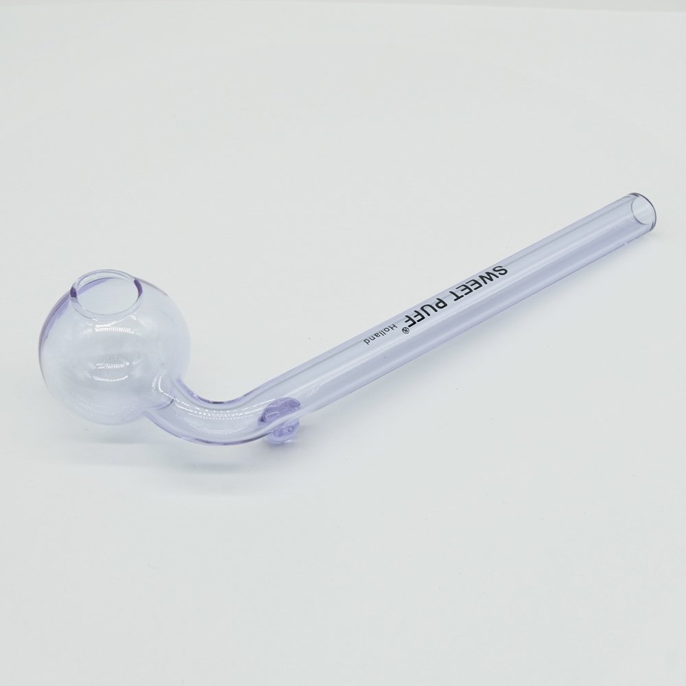 Curved Sweet Puff Glass Pipe 14cm Purple Balancer - Image 6
