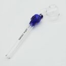 Skull Sweet Puff Glass Pipe 14cm Blue Skull and Balancer Pack X2