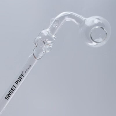 Skull Sweet Puff Glass Pipe 14cm Clear Balancer Pack X12