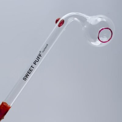 Sweet Puff Glass Pipe 10cm Red Rim and Balancer