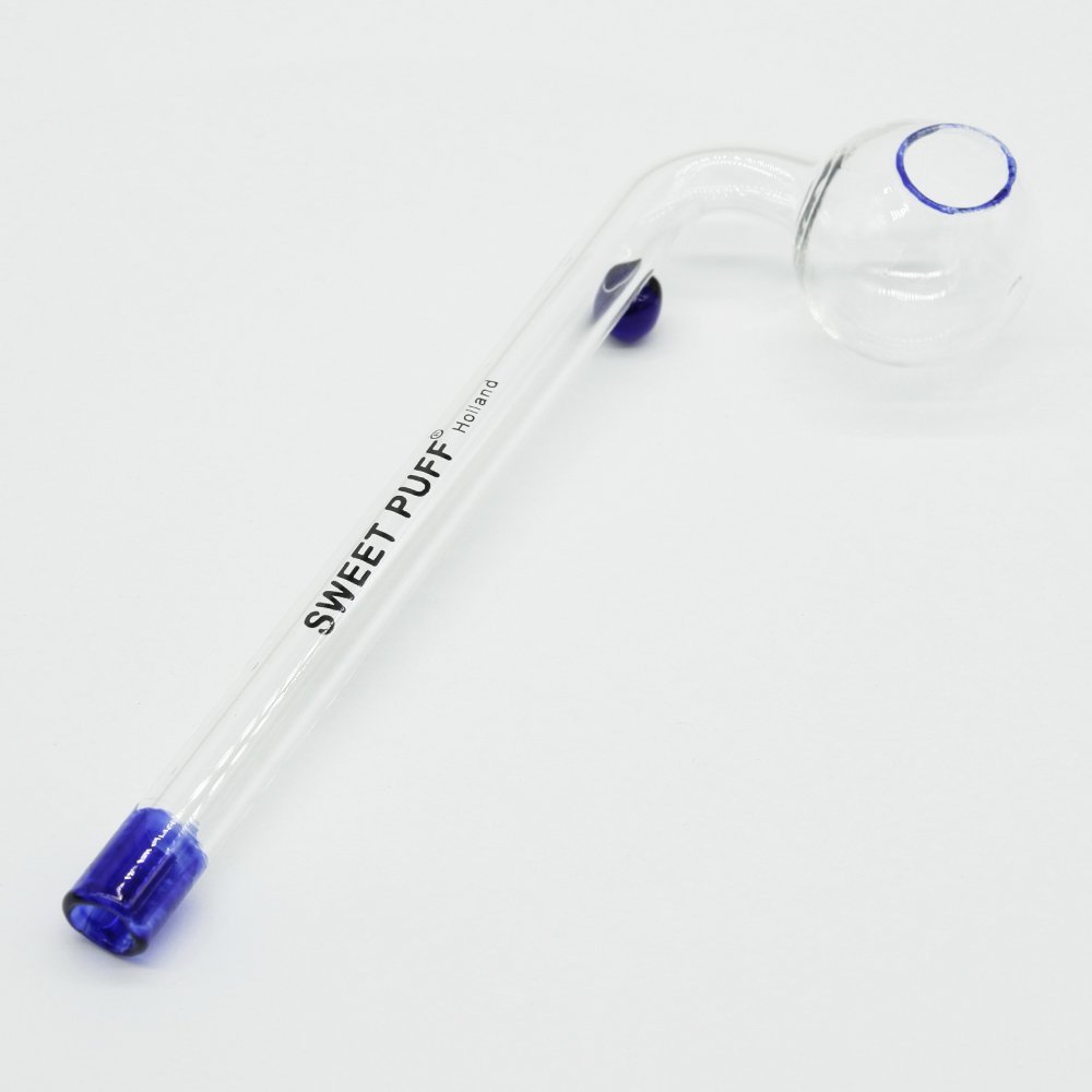 Sweet Puff Glass Pipe 14cm Blue Rim and Balancer Pack X2 - Image 2