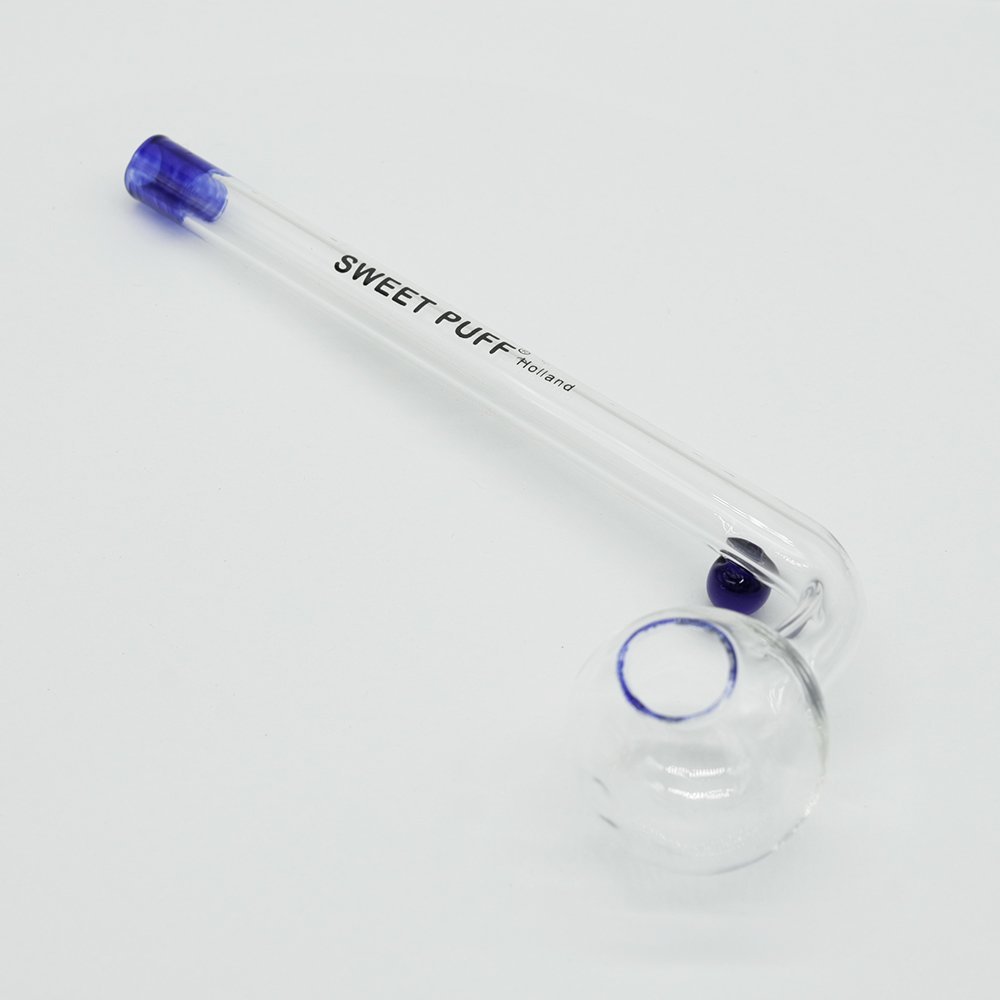 Sweet Puff Glass Pipe 14cm Blue Rim and Balancer Pack X2 - Image 4