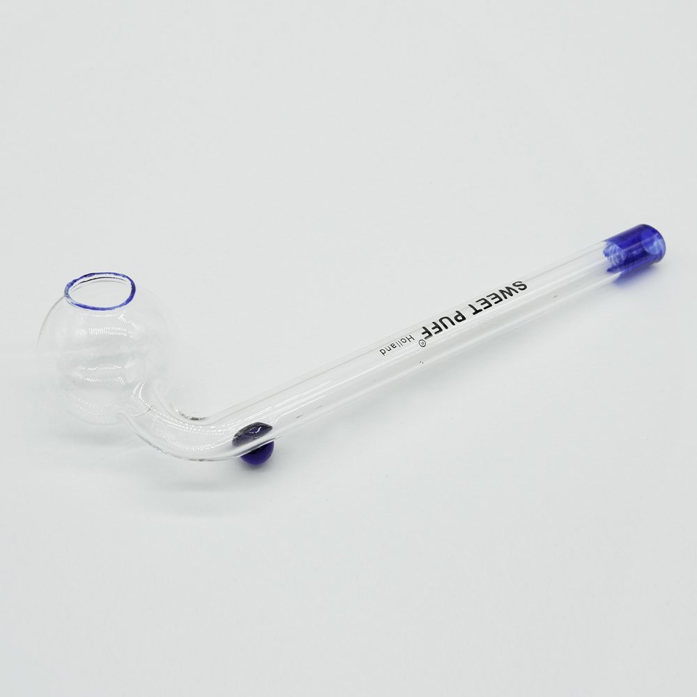 Sweet Puff Glass Pipe 14cm Blue Rim and Balancer Pack X2 - Image 5